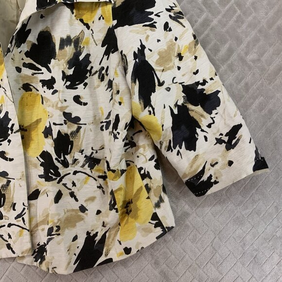 David Brooks Women XL Blazer Silk Floral Artistic Colorful 3/4 Sleeve Open Front - Picture 4 of 16
